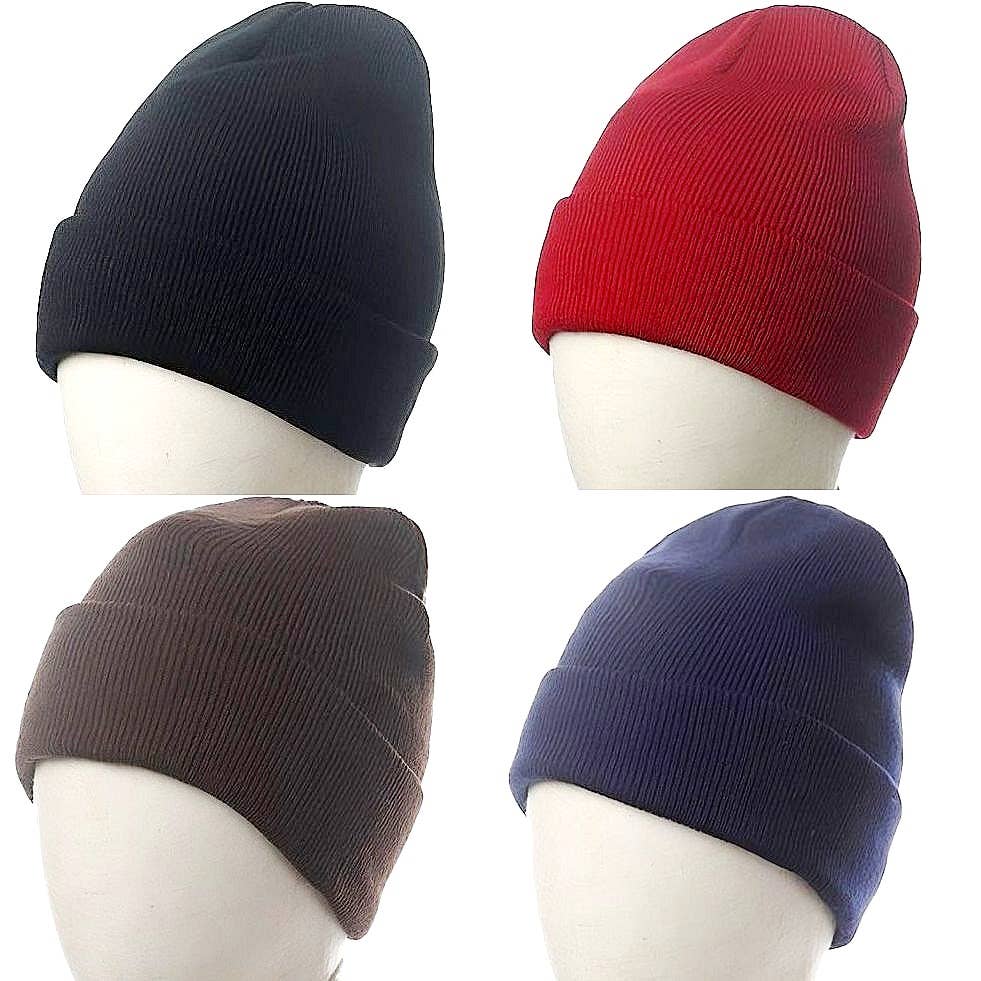 12pk Solid Color Basic Cozy Unisex Beanie